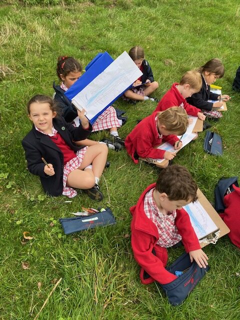 Relaxing sketching by the river bank&#8230;, Copthill School