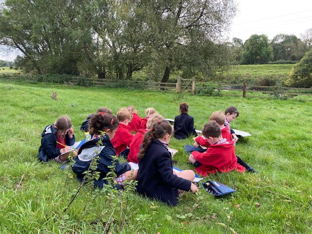 Relaxing sketching by the river bank&#8230;, Copthill School