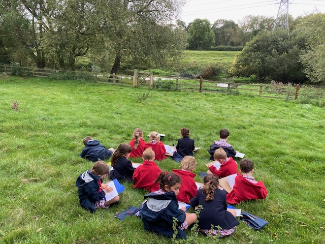 Relaxing sketching by the river bank&#8230;, Copthill School