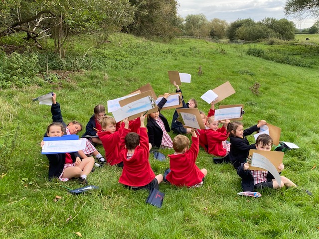 Relaxing sketching by the river bank&#8230;, Copthill School