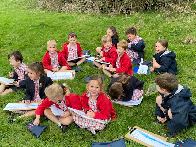 Relaxing sketching by the river bank&#8230;, Copthill School