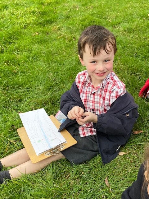 Relaxing sketching by the river bank&#8230;, Copthill School