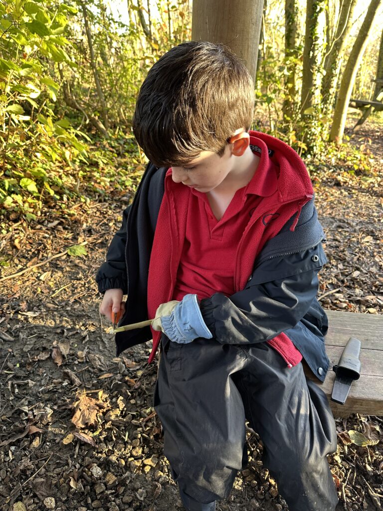 Whittling mini characters, Copthill School