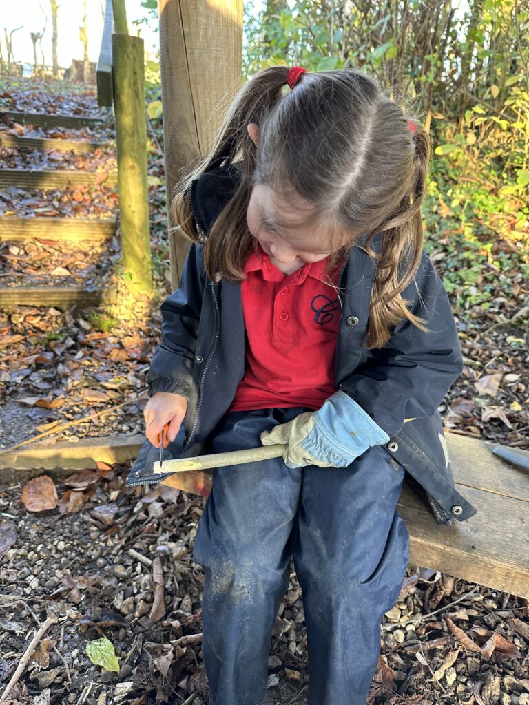 Whittling mini characters, Copthill School