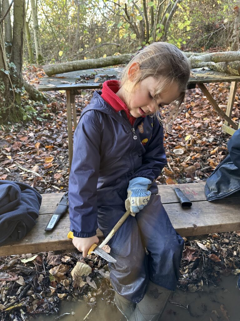 Whittling mini characters, Copthill School