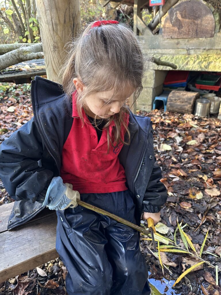 Whittling mini characters, Copthill School