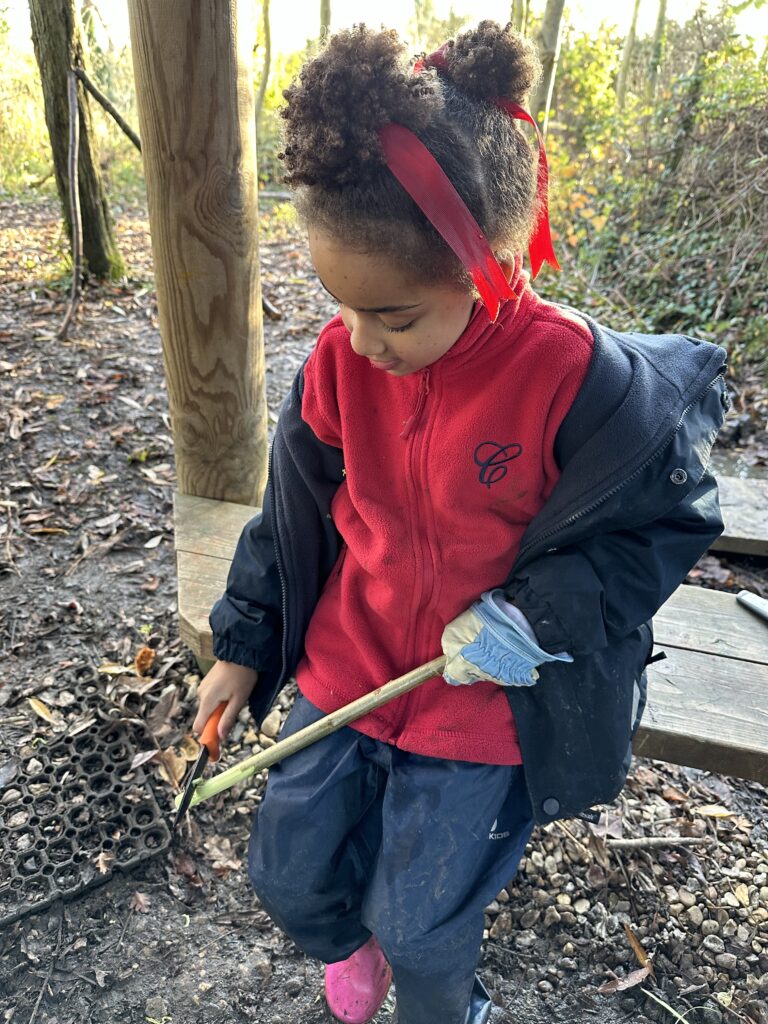 Whittling mini characters, Copthill School