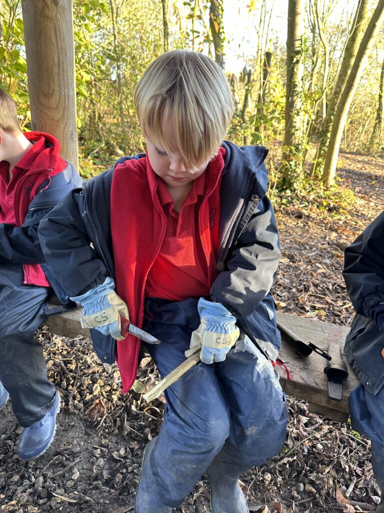 Whittling mini characters, Copthill School