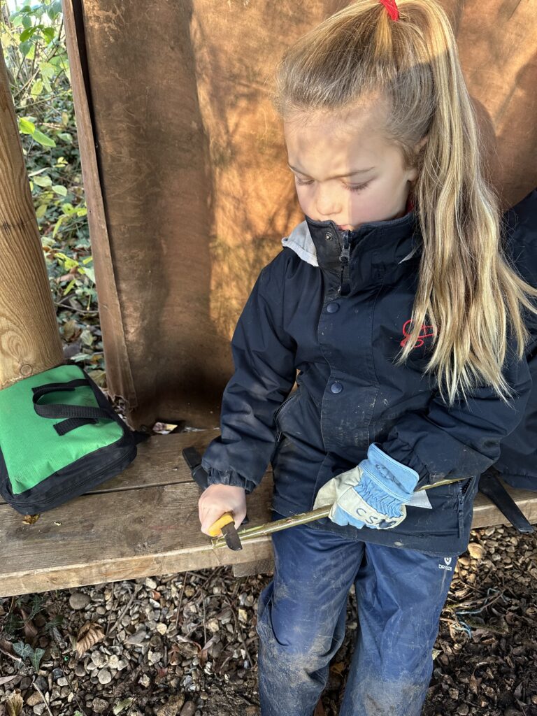 Whittling mini characters, Copthill School