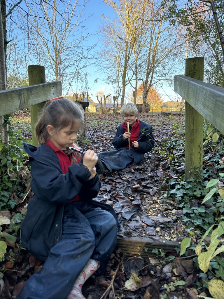 Whittling mini characters, Copthill School