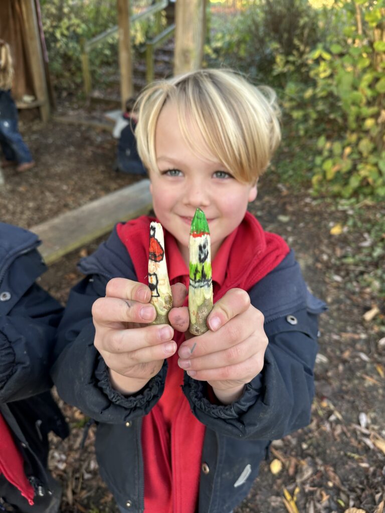 Whittling mini characters, Copthill School