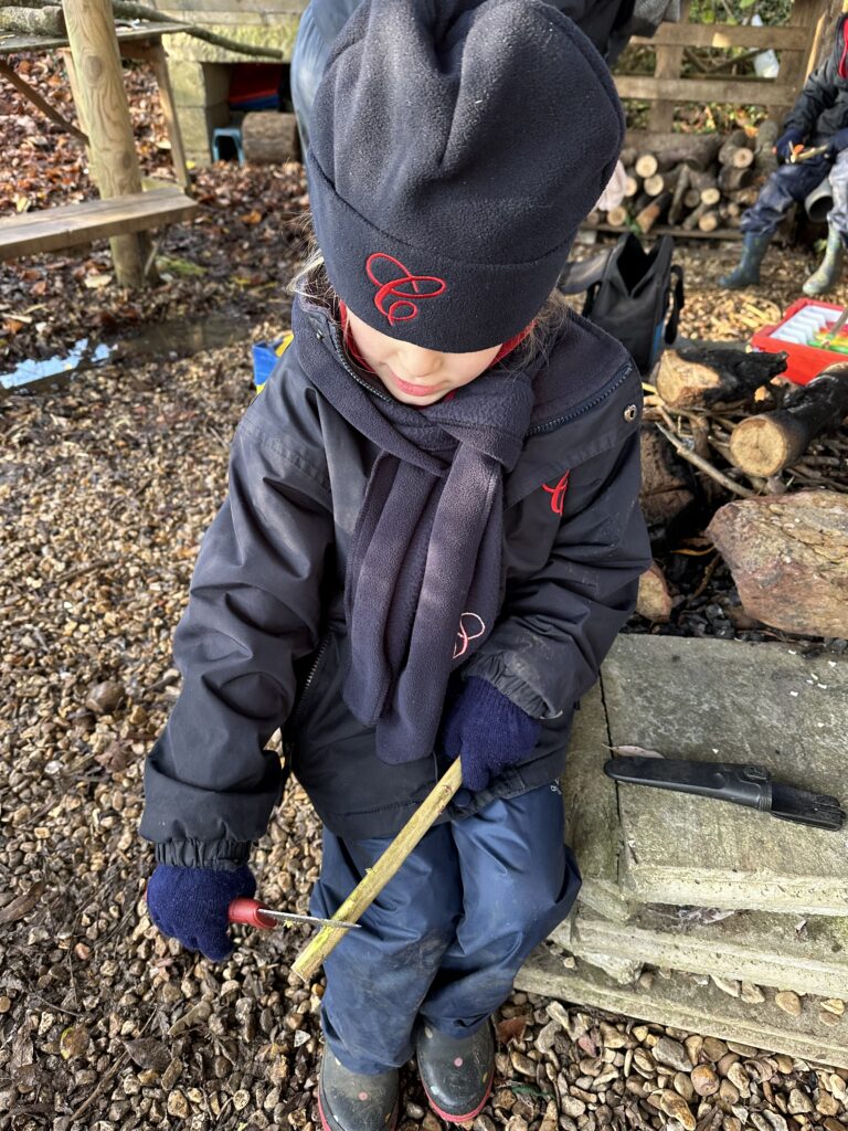 Whittling mini characters, Copthill School