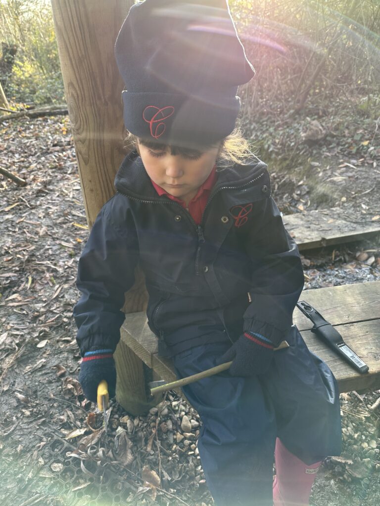 Whittling mini characters, Copthill School