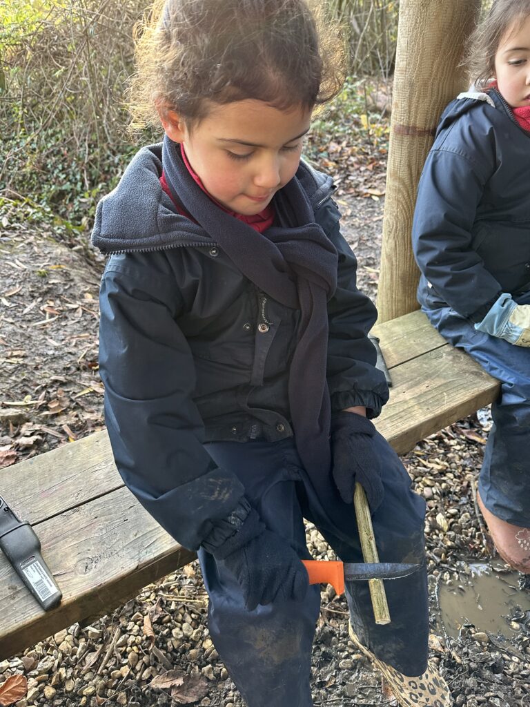 Whittling mini characters, Copthill School