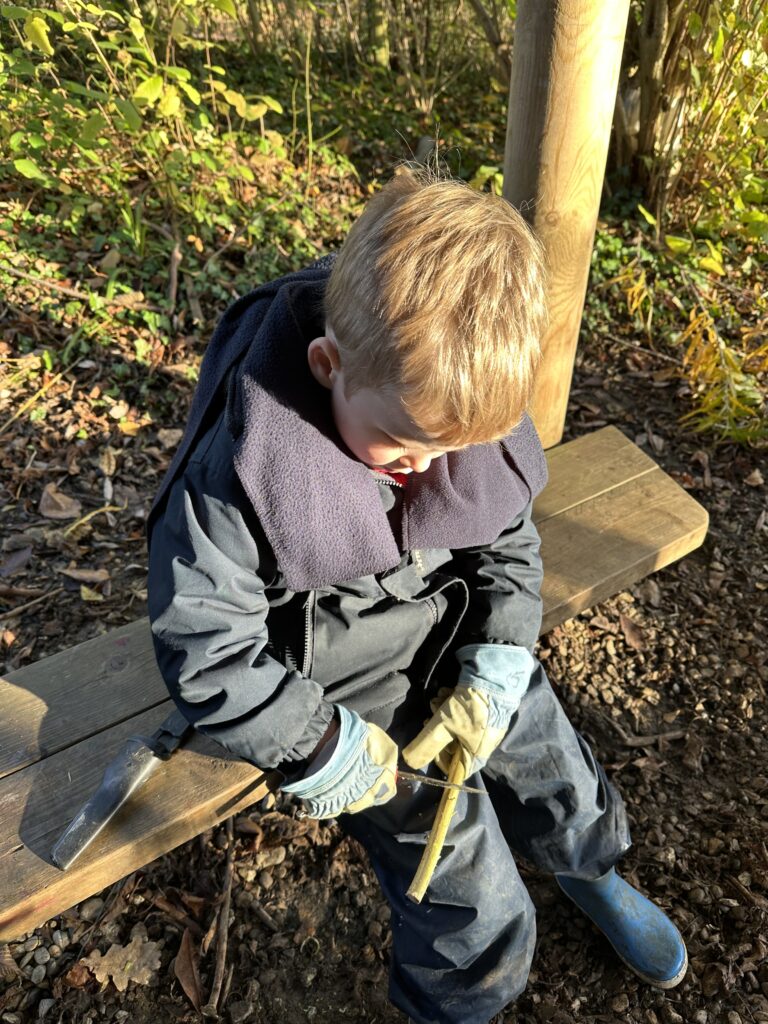 Whittling mini characters, Copthill School