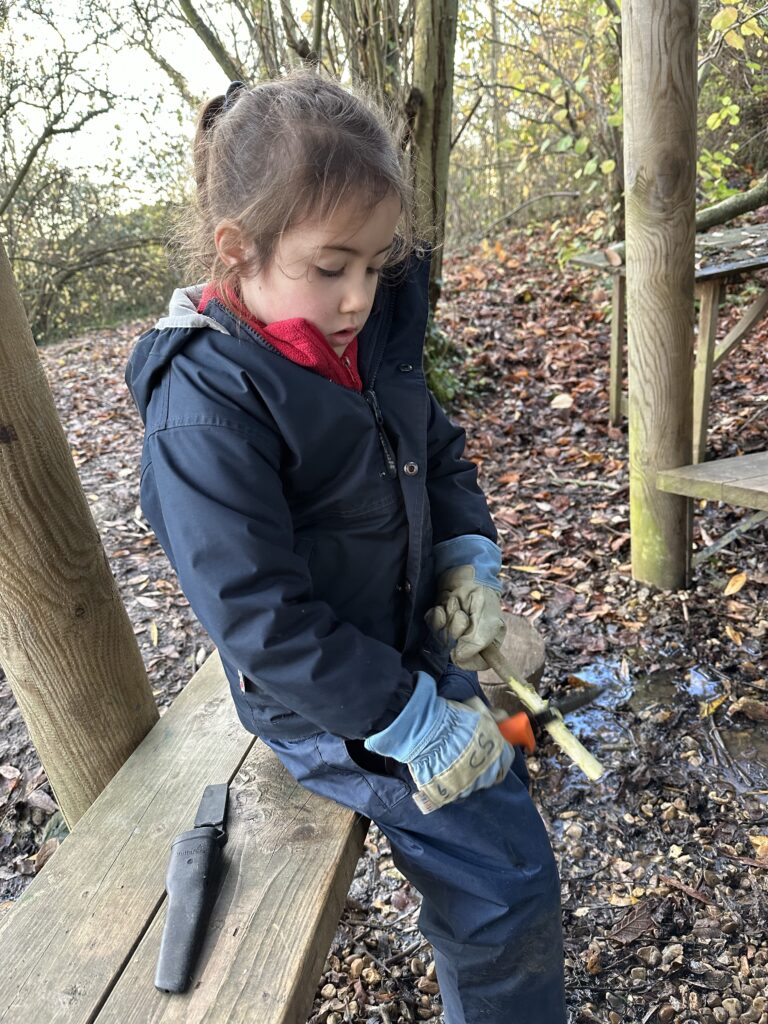 Whittling mini characters, Copthill School