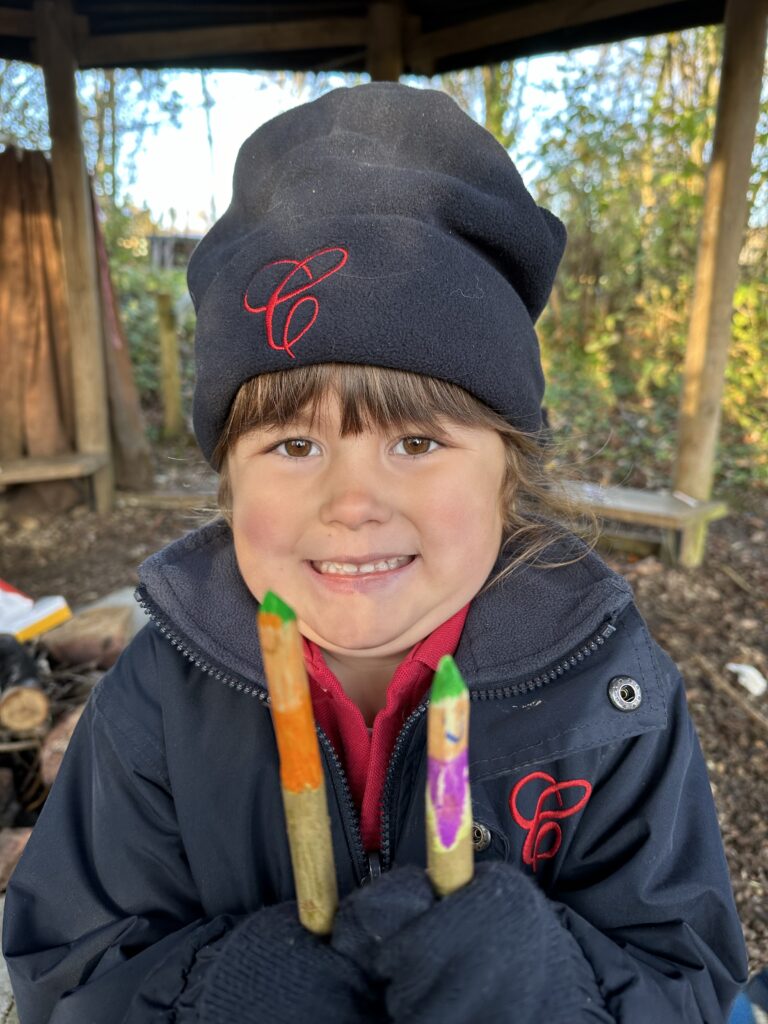 Whittling mini characters, Copthill School