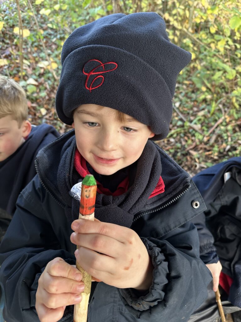 Whittling mini characters, Copthill School