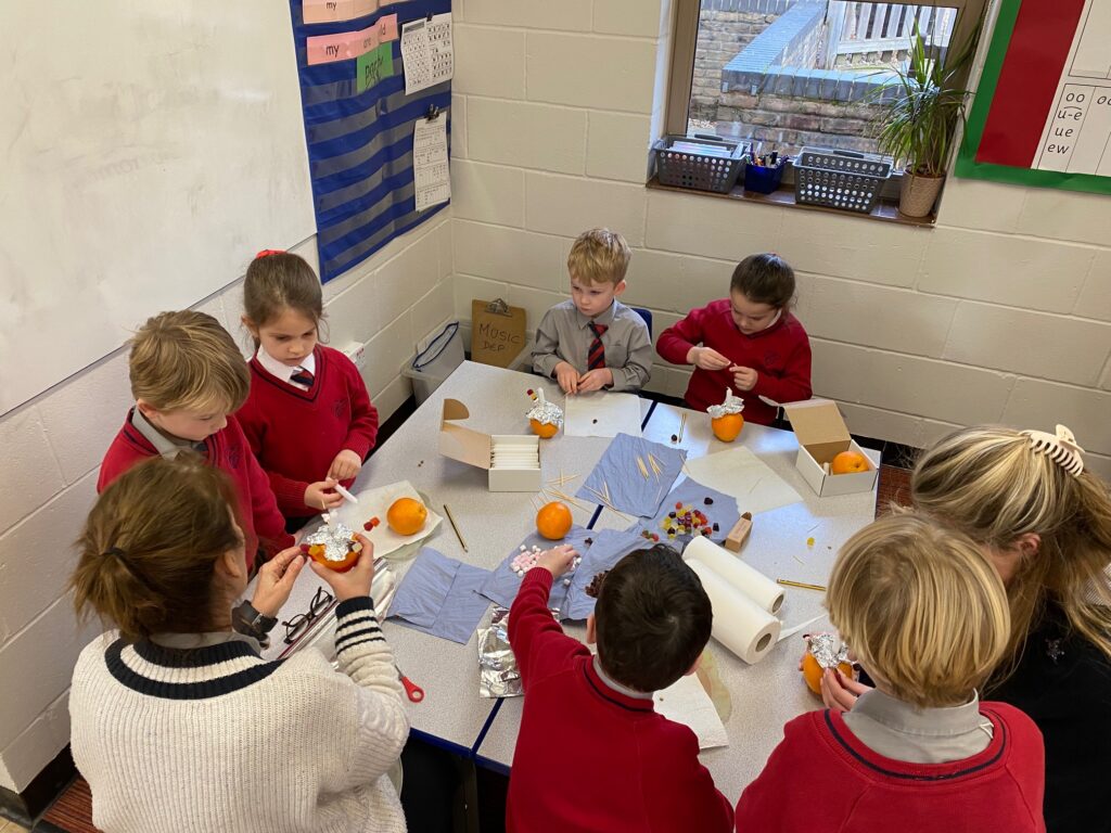 Christingle preparation&#8230;, Copthill School