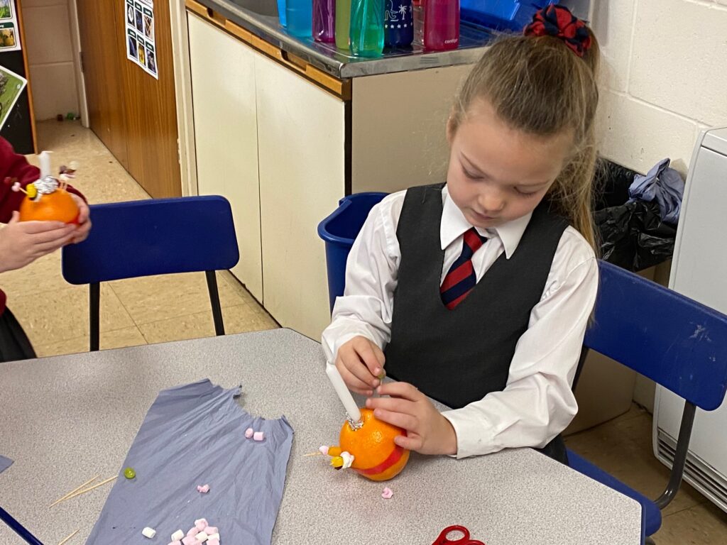 Christingle preparation&#8230;, Copthill School