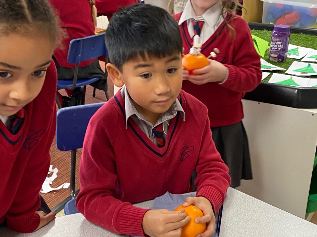 Christingle preparation&#8230;, Copthill School