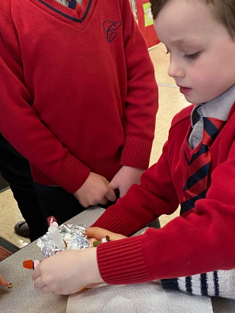 Christingle preparation&#8230;, Copthill School