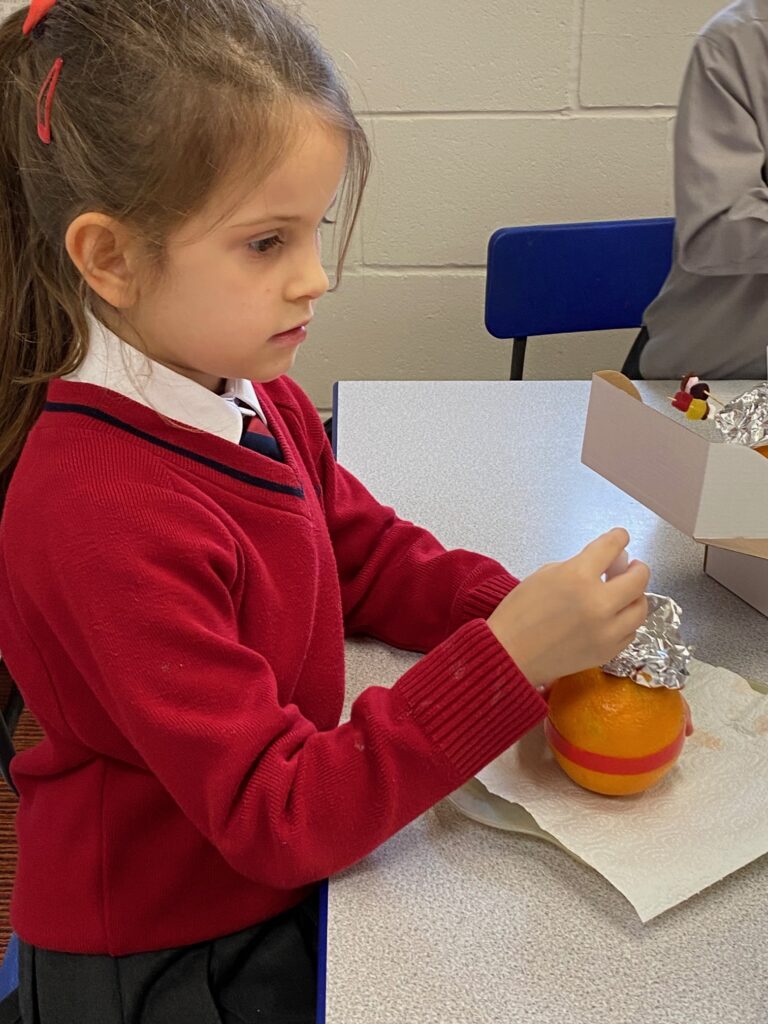 Christingle preparation&#8230;, Copthill School