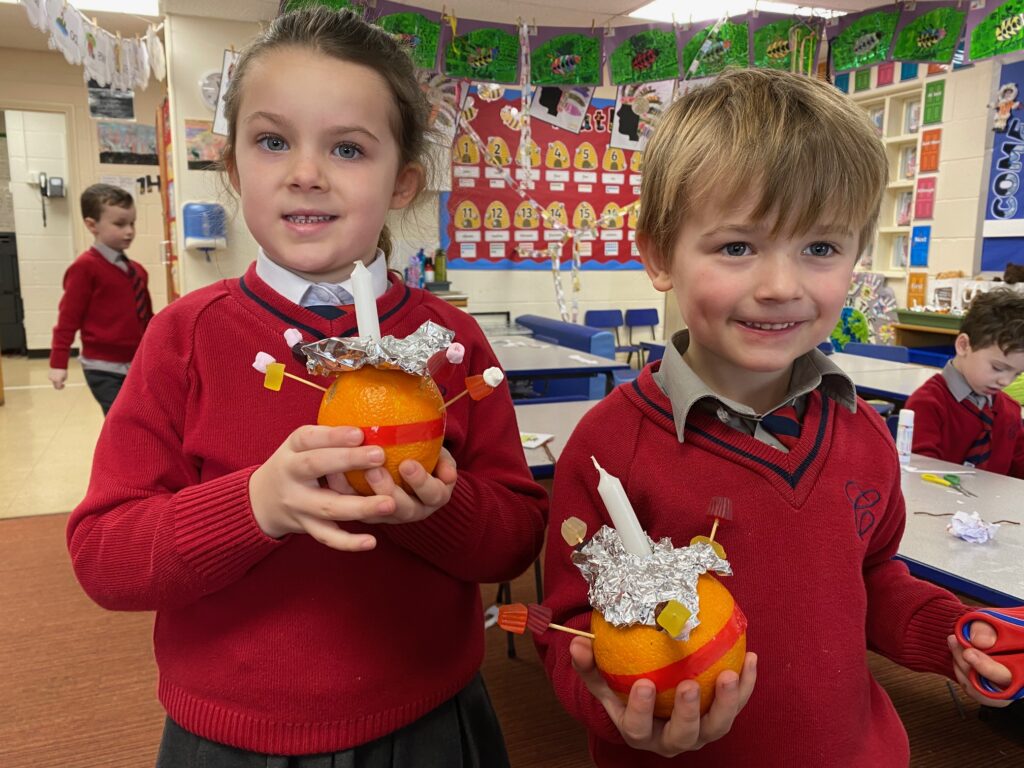 Christingle preparation&#8230;, Copthill School