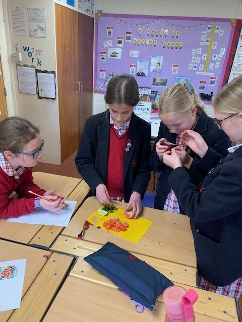 Spanish salsa making with Year 5, Copthill School