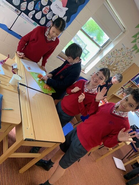 Spanish salsa making with Year 5, Copthill School