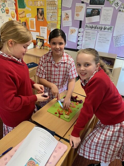 Spanish salsa making with Year 5, Copthill School